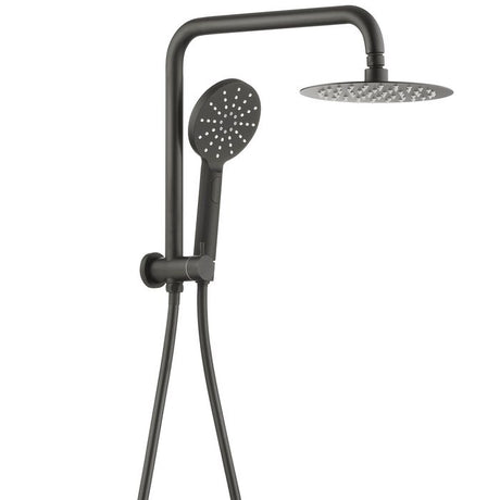PAVIA Twin Shower Half Rail Top Inlet Round (200mm) - Brushed Gun Metal