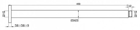 TARAN Ceiling Shower Arm Square (300mm) - Chrome