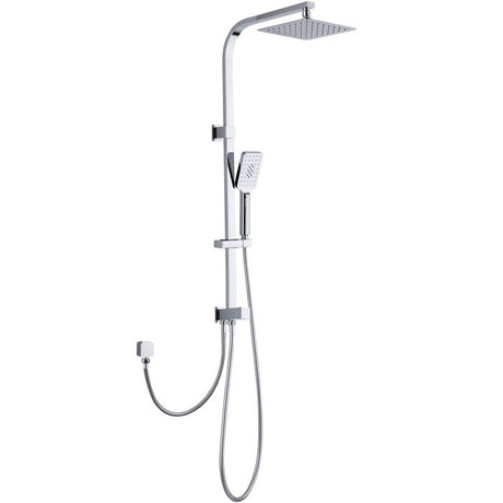 TARAN Twin Shower On Rail Bottom Inlet Square (200mm) - Chrome