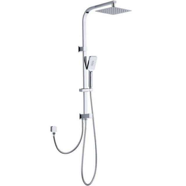 TARAN Twin Shower On Rail Bottom Inlet Square (200mm) - Chrome