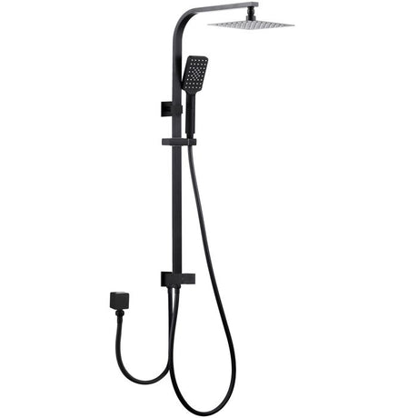 TARAN Twin Shower On Rail Bottom Inlet Square (200mm) - Matte Black