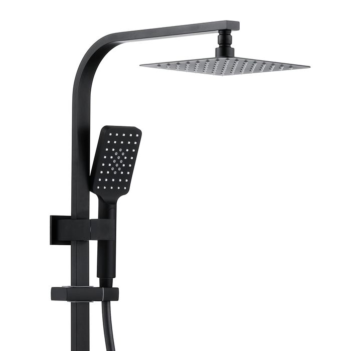 TARAN Twin Shower On Rail Bottom Inlet Square (200mm) - Matte Black