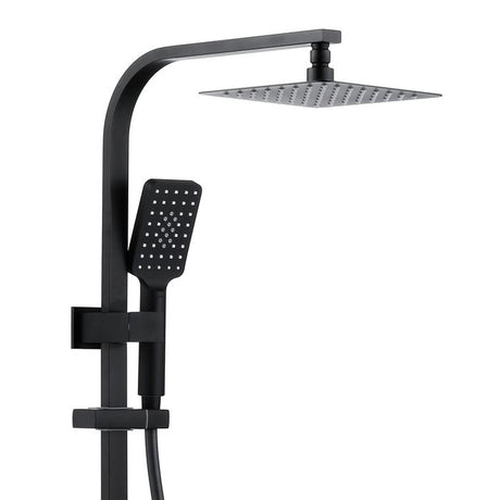 TARAN Twin Shower On Rail Bottom Inlet Square (200mm) - Matte Black