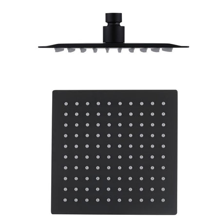TARAN Twin Shower On Rail Bottom Inlet Square (200mm) - Matte Black
