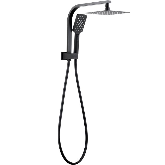 TARAN Twin Shower Half Rail Top Inlet Square (200mm) - Matte Black