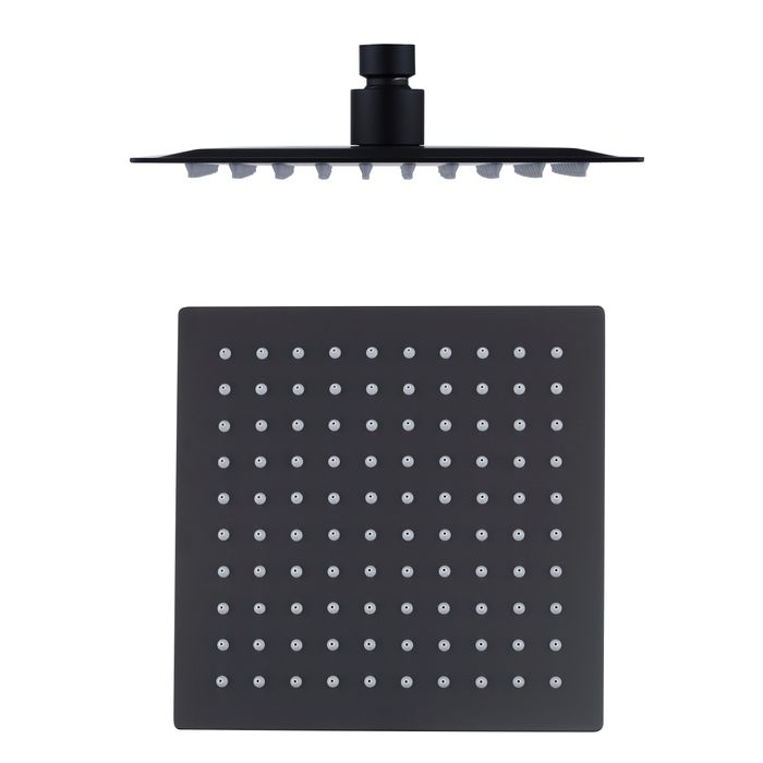 TARAN Twin Shower Half Rail Top Inlet Square (200mm) - Matte Black