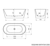 VOGHERA Free-Standing Bathtub Non-Overflow 1500mm
