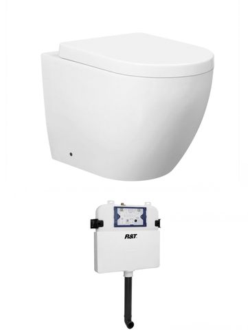 VOGHERA Rimless Wall Faced Floor  White Toilet Pan with Cistern