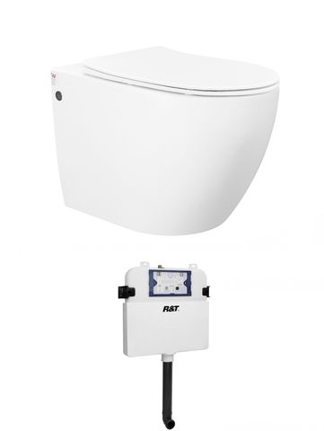 VOGHERA Rimless Wall Faced Floor  White Toilet Pan with Cistern