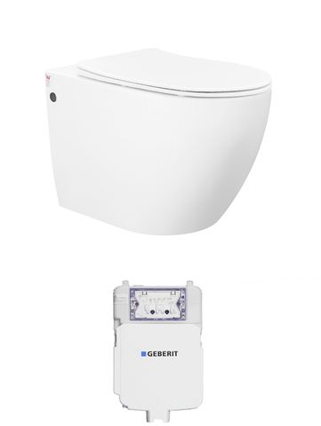VOGHERA Rimless Wall Faced Floor  White Toilet Pan with Cistern