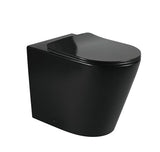 ALZANO Rimless Wall Faced Floor Toilet Pan Slim Seat - Matte Black