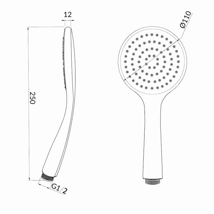 PAVIA Shower Rail with Round Handheld Shower Piece - Brushed Gold