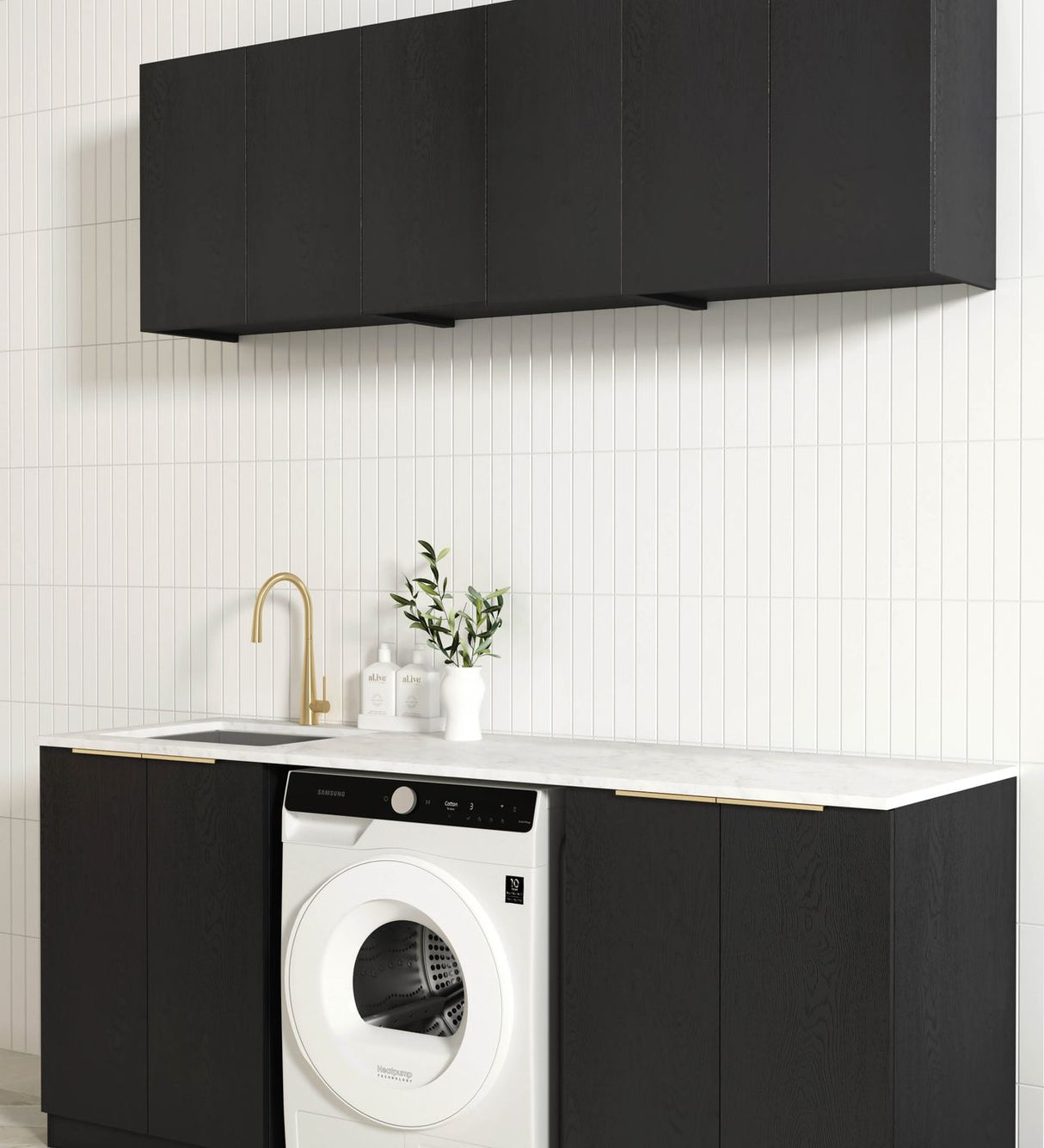 Byron Black Oak Cabinet Laundry Set 1960x600x2100 (Style B)