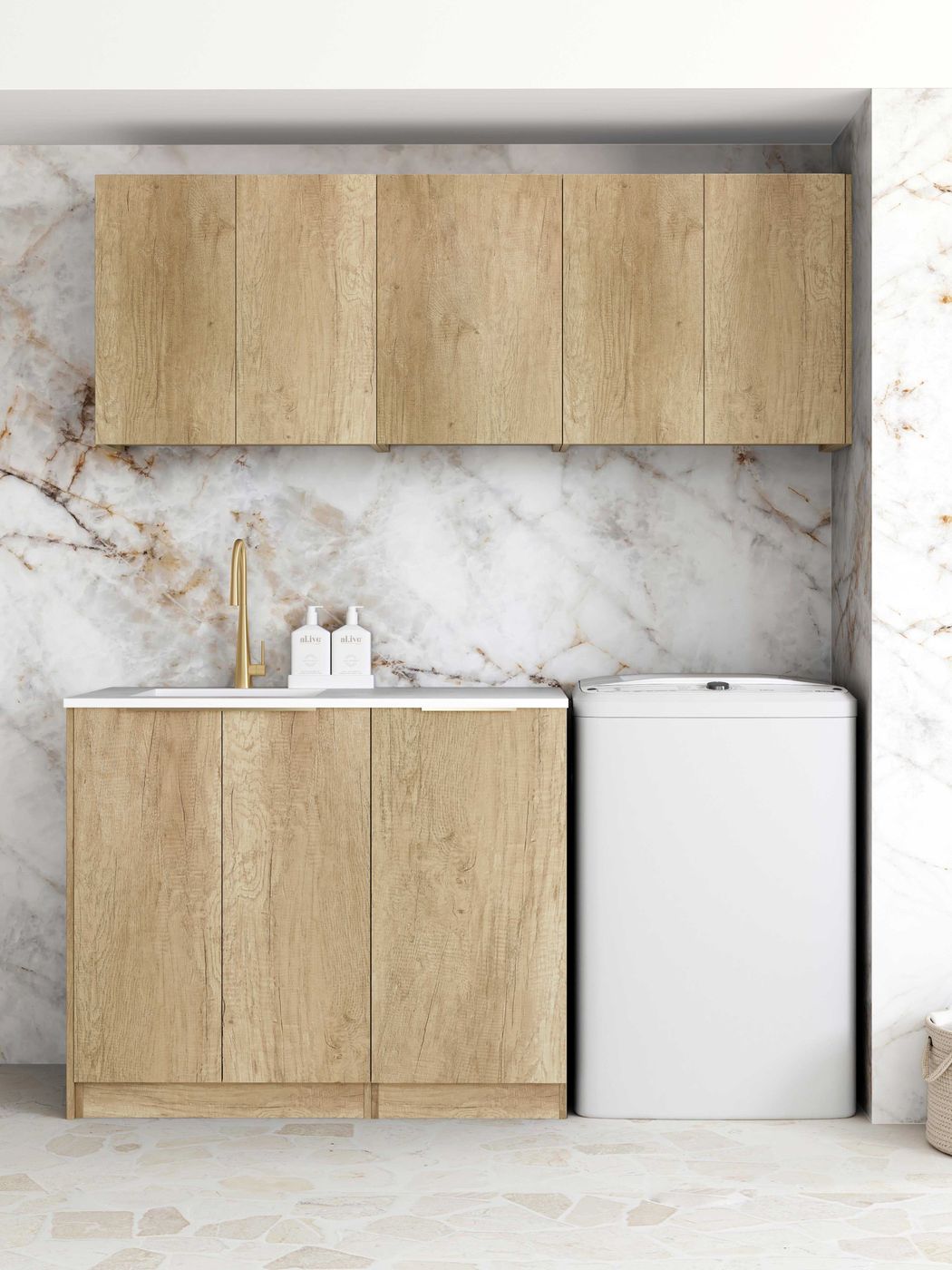 Byron Natural Oak Laundry Cabinet Set 1715x600x2100mm (Style B)
