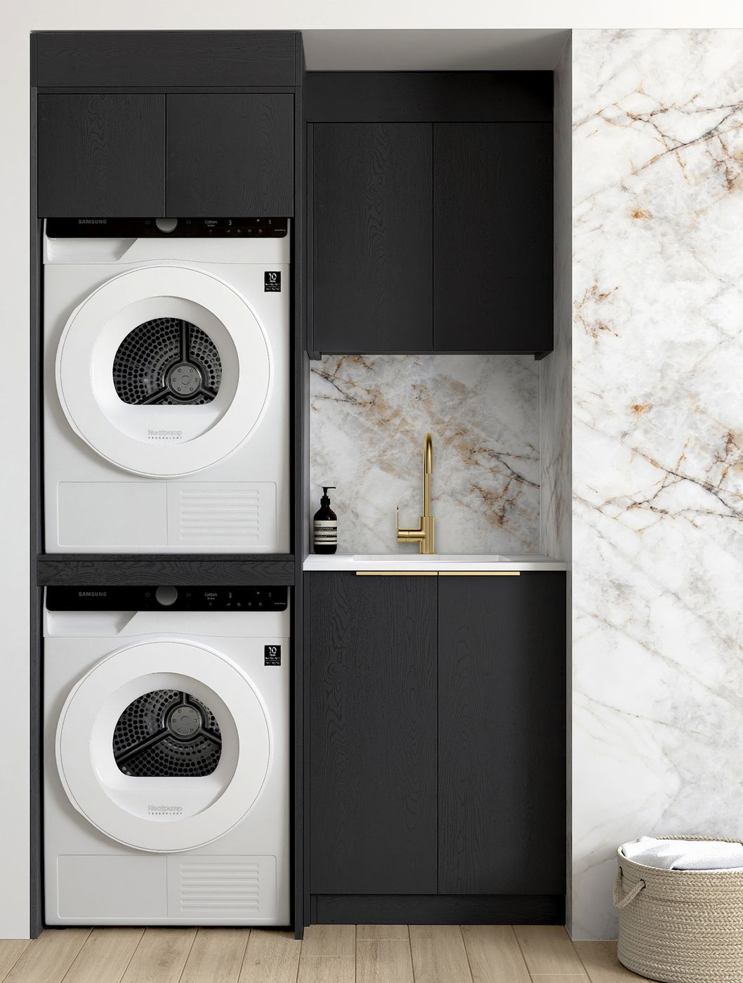 Byron Black Oak Laundry Set 1305x600x2100 (Style C)