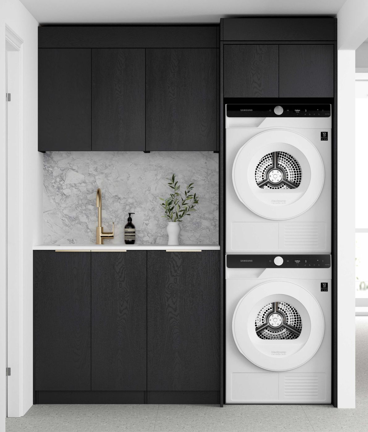 Byron Black Oak Cabinet Laundry Set 1715x600x2100 (Style C)