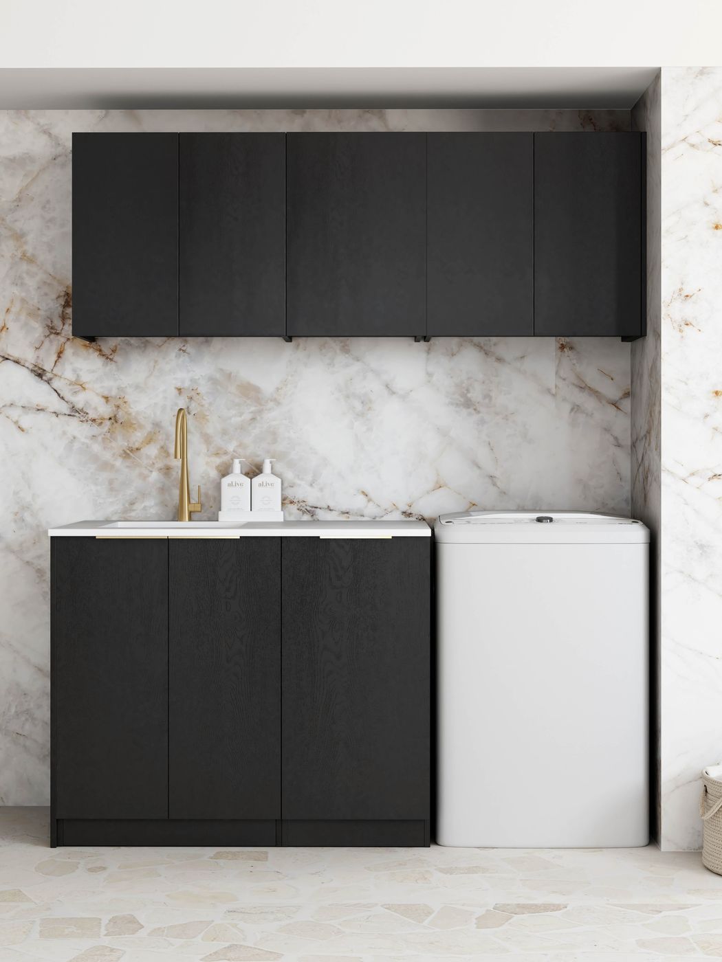 Byron Black Oak Cabinet Laundry Set 1715x600x2100 (Style B)