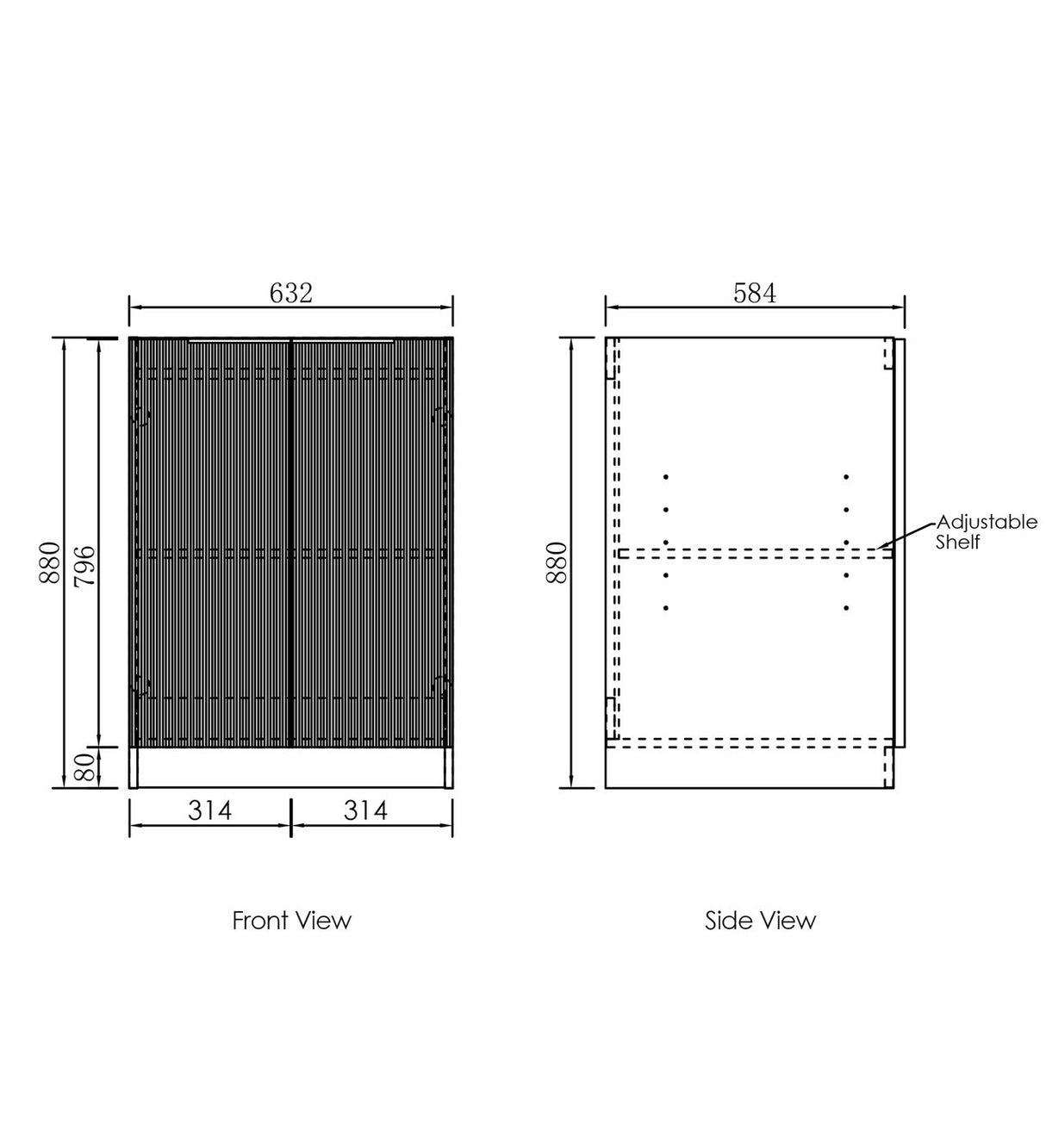 BURLEIGH White Laundry Cabinet Set 1715x600x2100mm (Style B)
