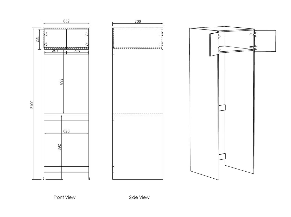 Byron Natural Oak Laundry Cabinet Set 1305x600x2100mm (Style C)