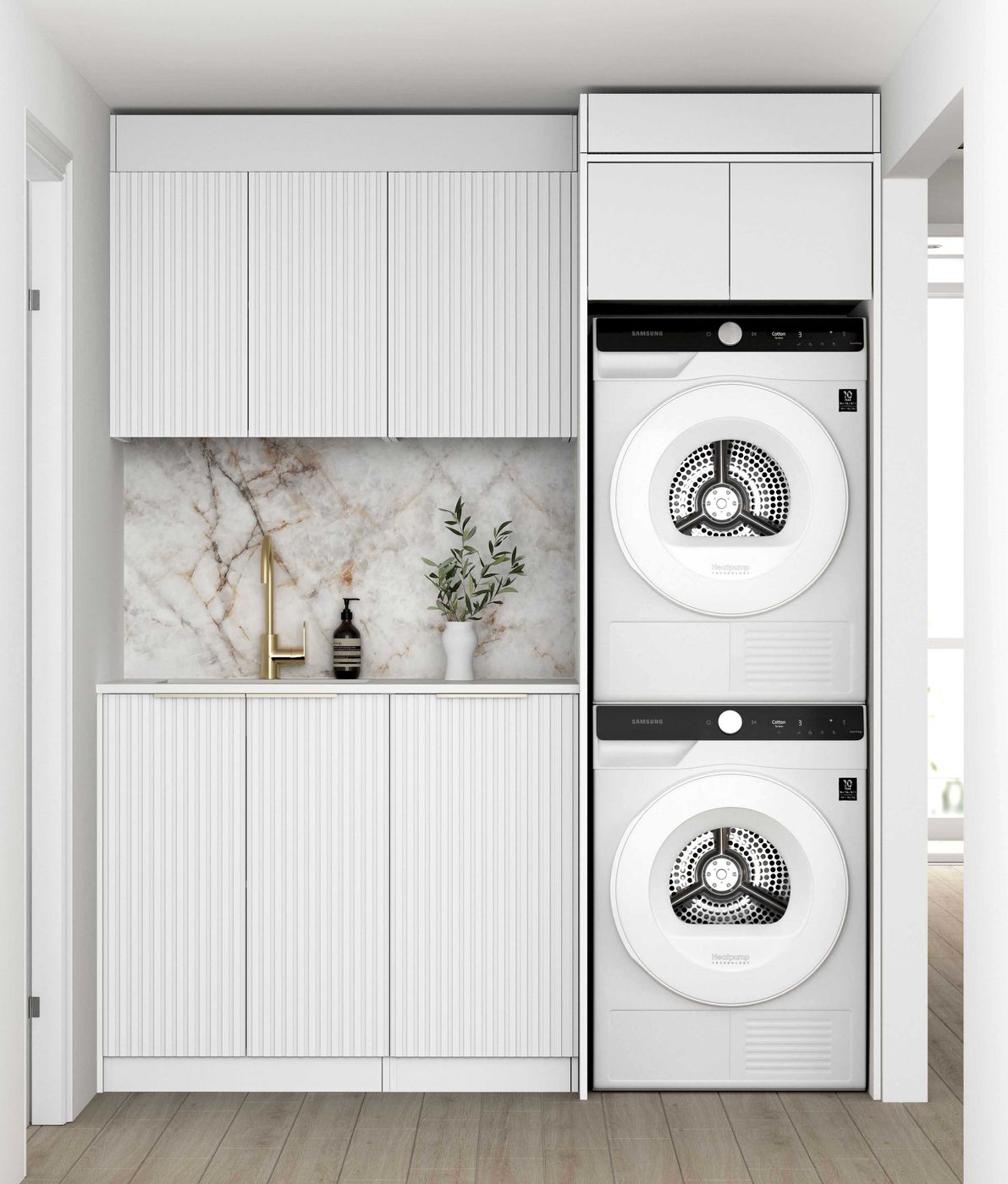 Noosa White Cabinet Laundry Set 1715x600x2100 (Style C)