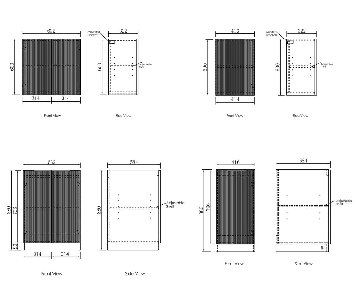 BURLEIGH White Laundry Cabinet Set 1715x600x2100mm (Style B)