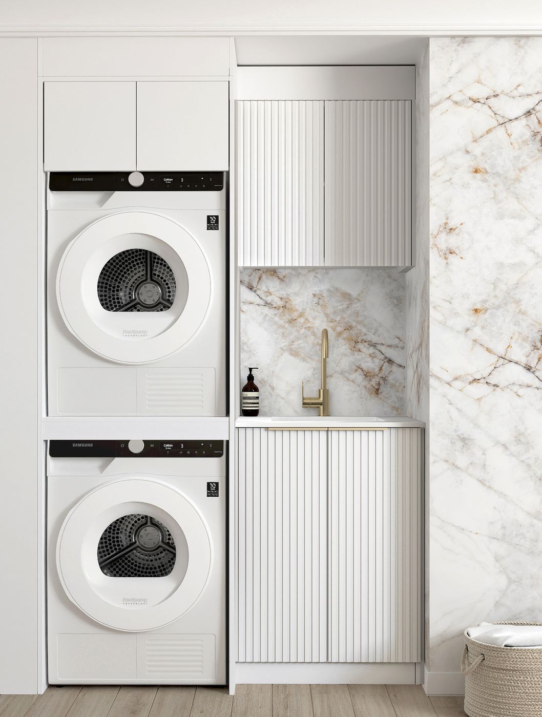 Noosa White Cabinet Laundry Set 1305x600x2100 (Style C)