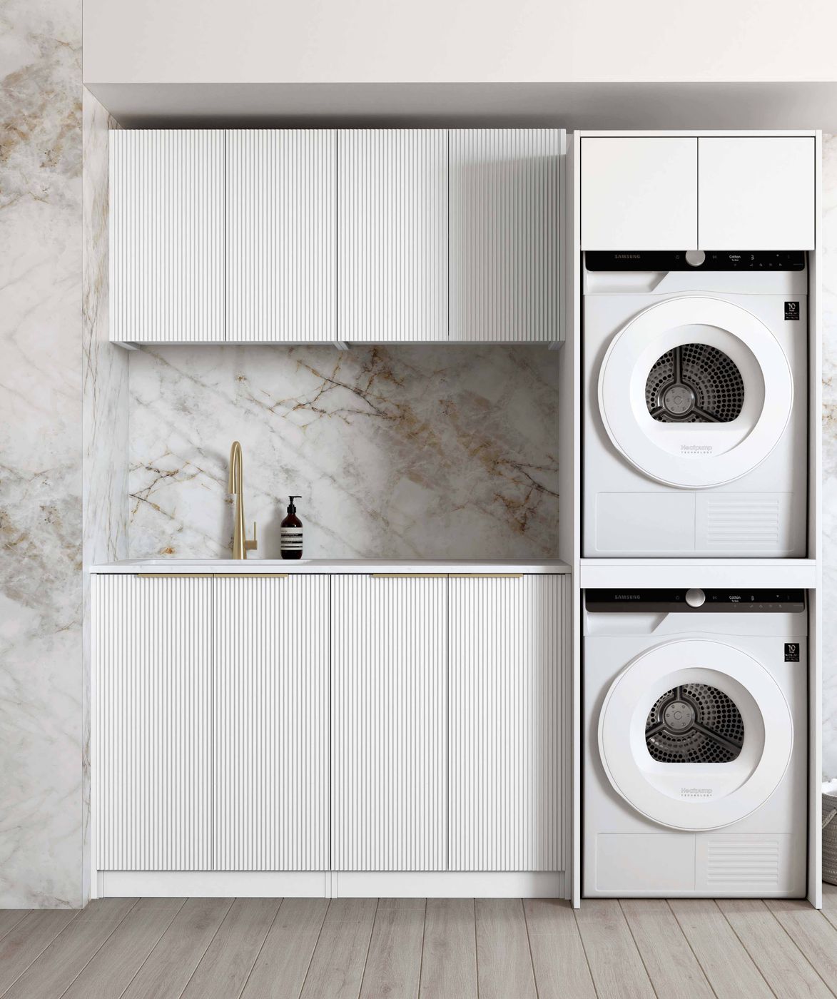 Noosa White Cabinet Laundry Set 1960x600x2100 (Style C)