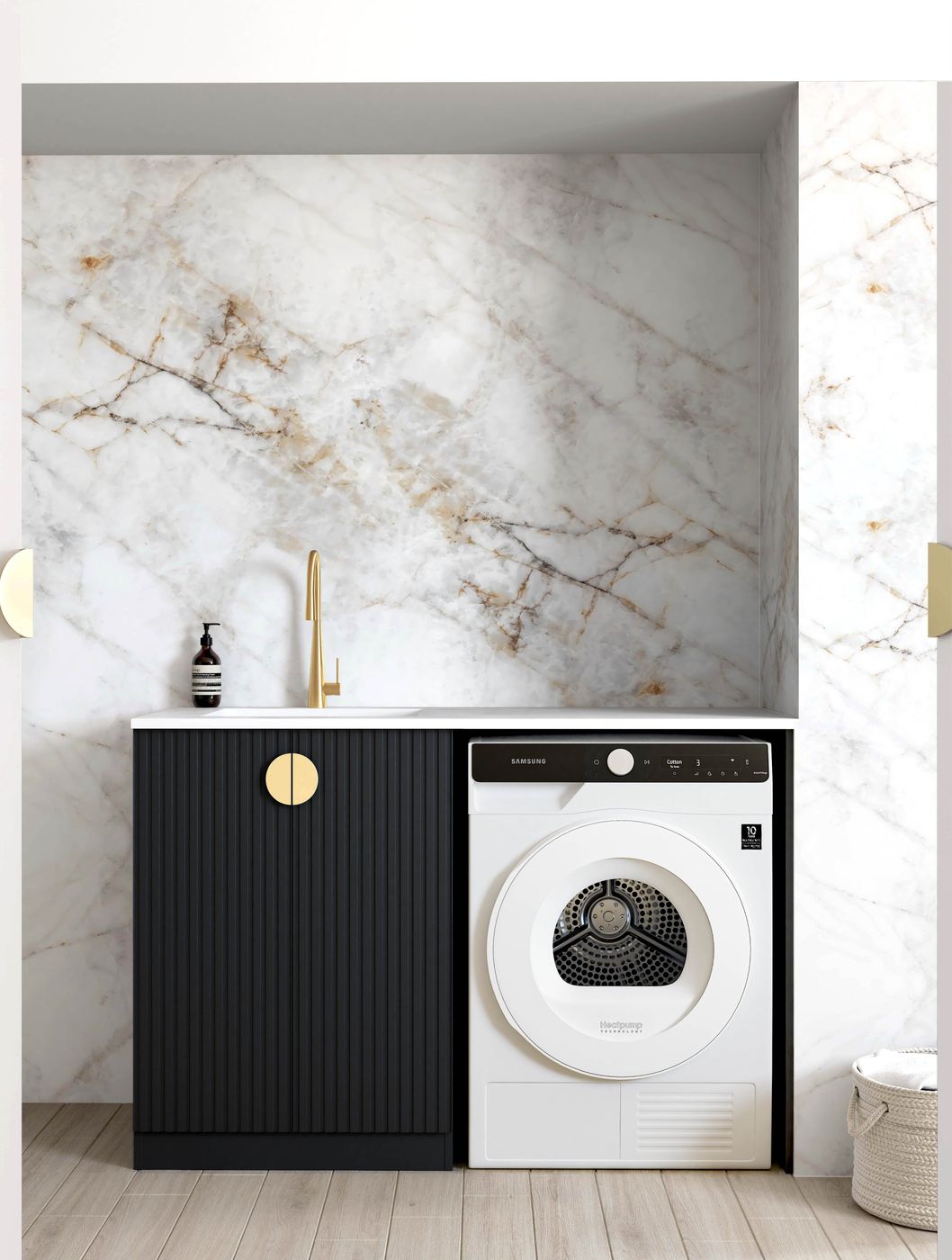 Marlo Black Base laundry Cabinet Set 1300x600x900mm