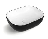 Artis O'96 455x325x135 Matte Black & Gloss White Oval Basin Ultra Slim