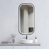 NEWPORT Backlit LED Soft Square Metal Frame Mirror 900x450mm Matte Black