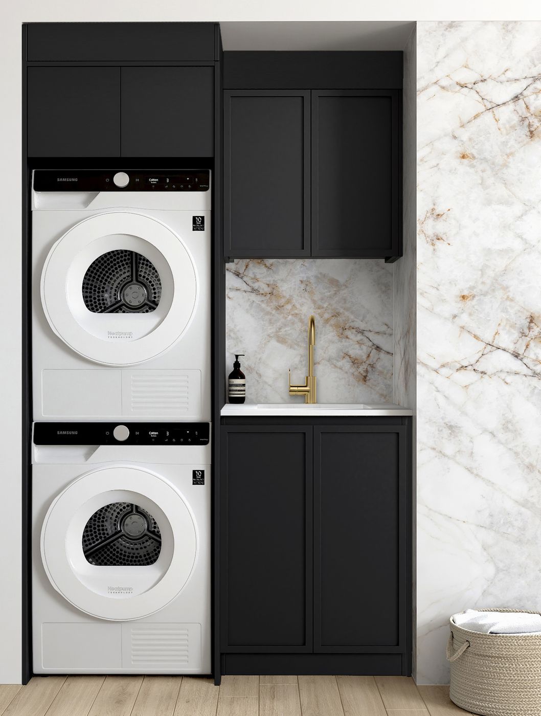 Hampshire Black Laundry Set 1305x600x2100 (Set C)