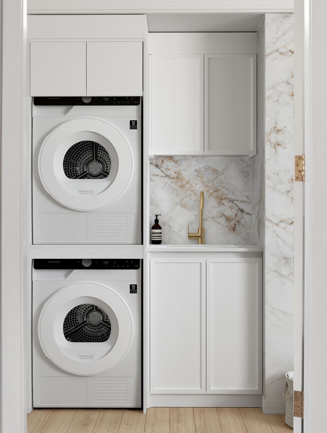Hampshire White Base Laundry Cabinet Set 1305x600x2100mm (Set C)