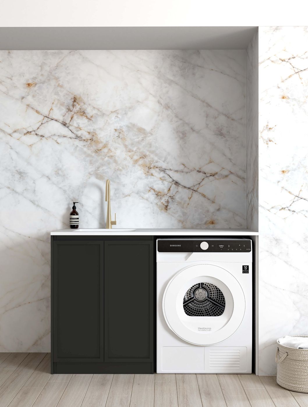 Hampshire Black Base Laundry Cabinet Set 1300x600x900