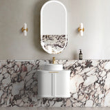 Lancaster Wall Hung Curve Vanity Satin White (All Size)