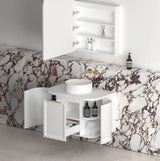 Lancaster Wall Hung Curve Vanity Satin White (All Size)