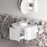 Lancaster Wall Hung Curve Vanity Satin White (All Size)