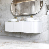 Lancaster Wall Hung Curve Vanity Satin White (All Size)