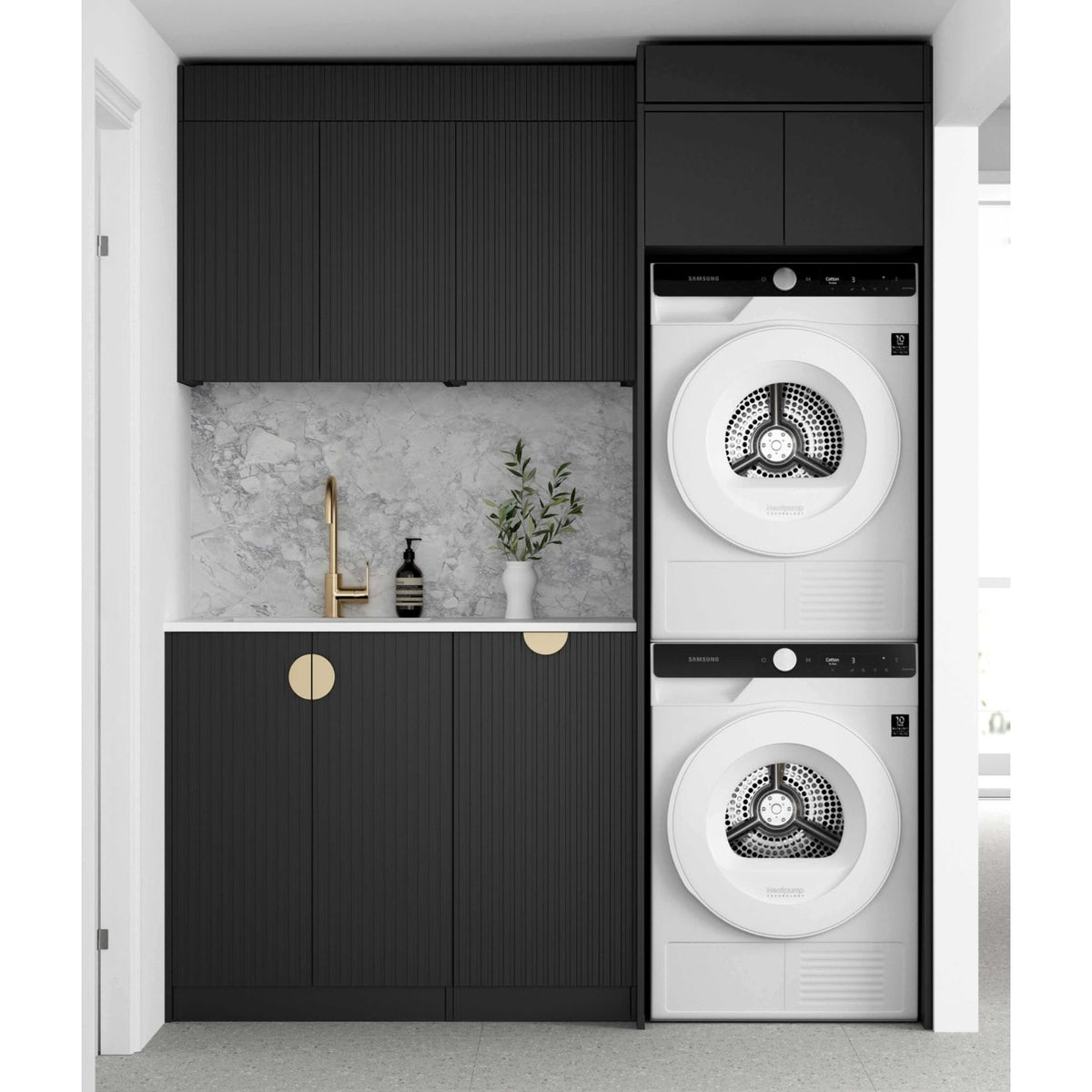 Marlo Black Laundry Cabinet 1715x600x2100 (Style C)
