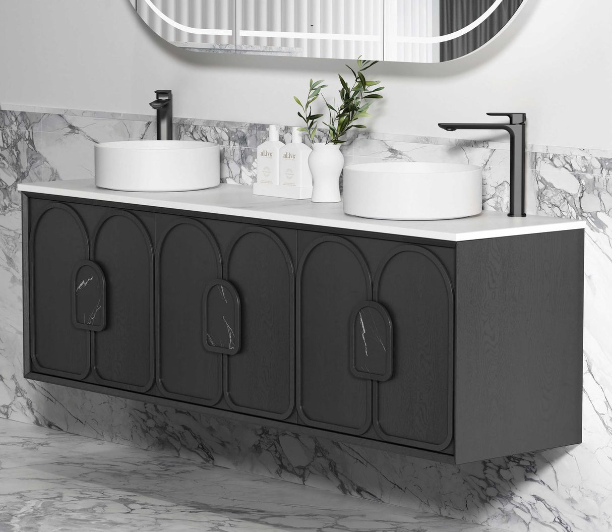 BALMORAL Mark II Wall Hung Vanity Black Oak (All Sizes)