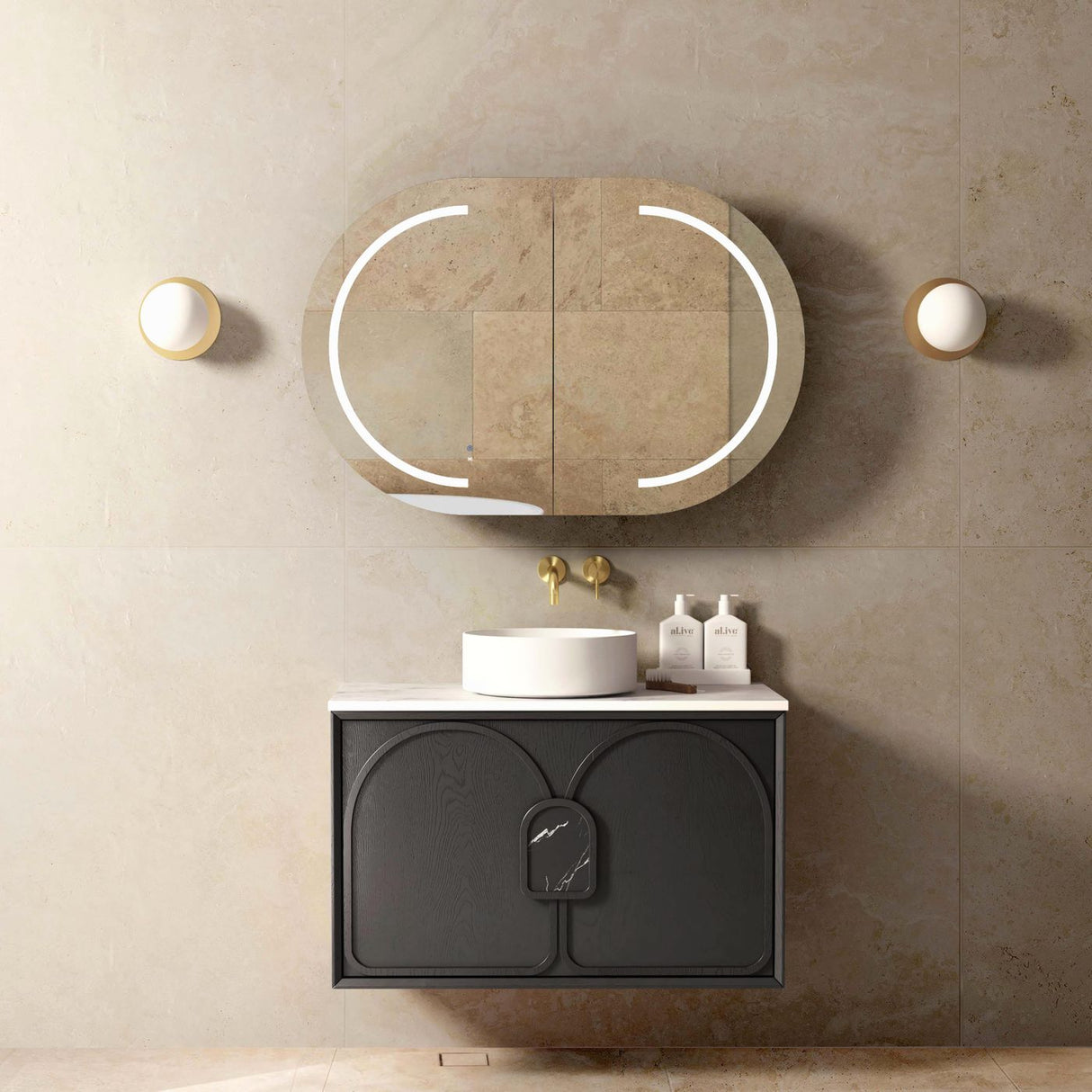 BALMORAL Mark II Wall Hung Vanity Black Oak (All Sizes)