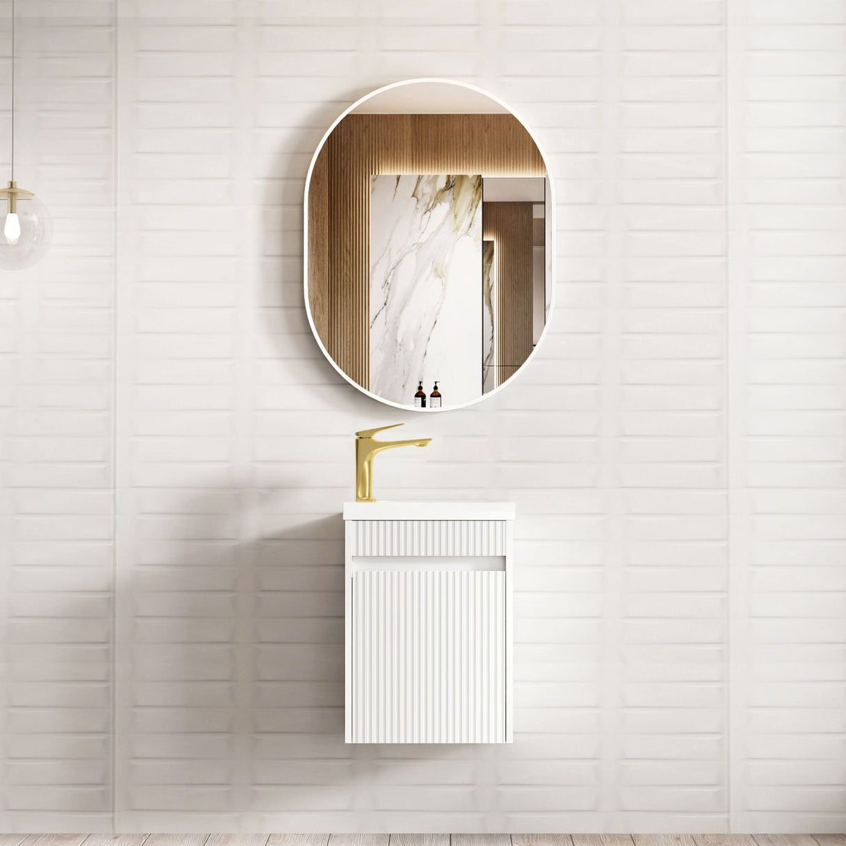 Otti Mini Ensuite Fluted Vanity 400mm (Matte White)
