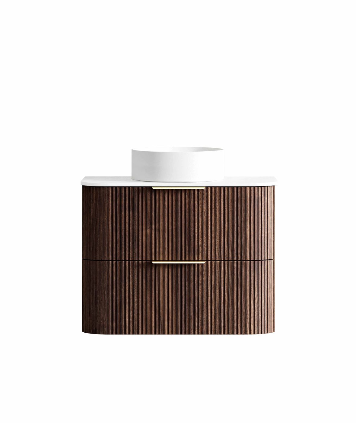 HAVANA Wall Hung Fluted Curve Vanity Sable Walnut (All Sizes)