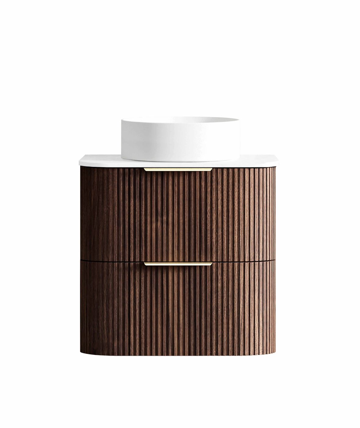 HAVANA Wall Hung Fluted Curve Vanity Sable Walnut (All Sizes)