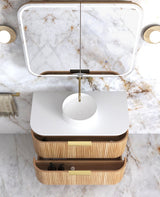HAVANA Fluted Curved Wall Hung Vanity Woodland Oak (All Sizes)