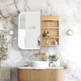 LED NEWPORT Woodland Oak Soft Square Shaving Cabinet (Optional Size)