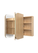 LED NEWPORT Woodland Oak Soft Square Shaving Cabinet (Optional Size)