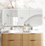 LED NEWPORT Woodland Oak Soft Square Shaving Cabinet (Optional Size)