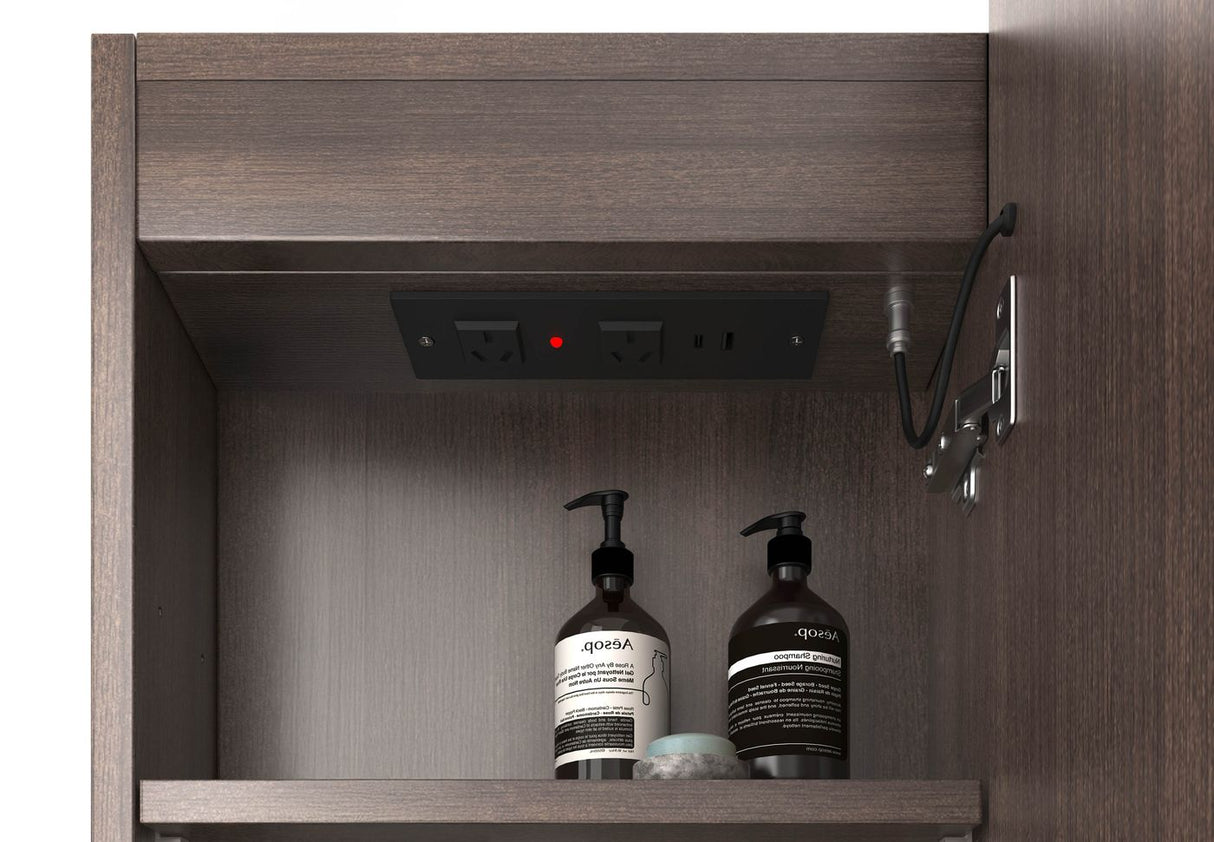 COOGEE Sable Walnut Front-Lit LED Oval Shaving Cabinet (900/1200/1500/1800mm)