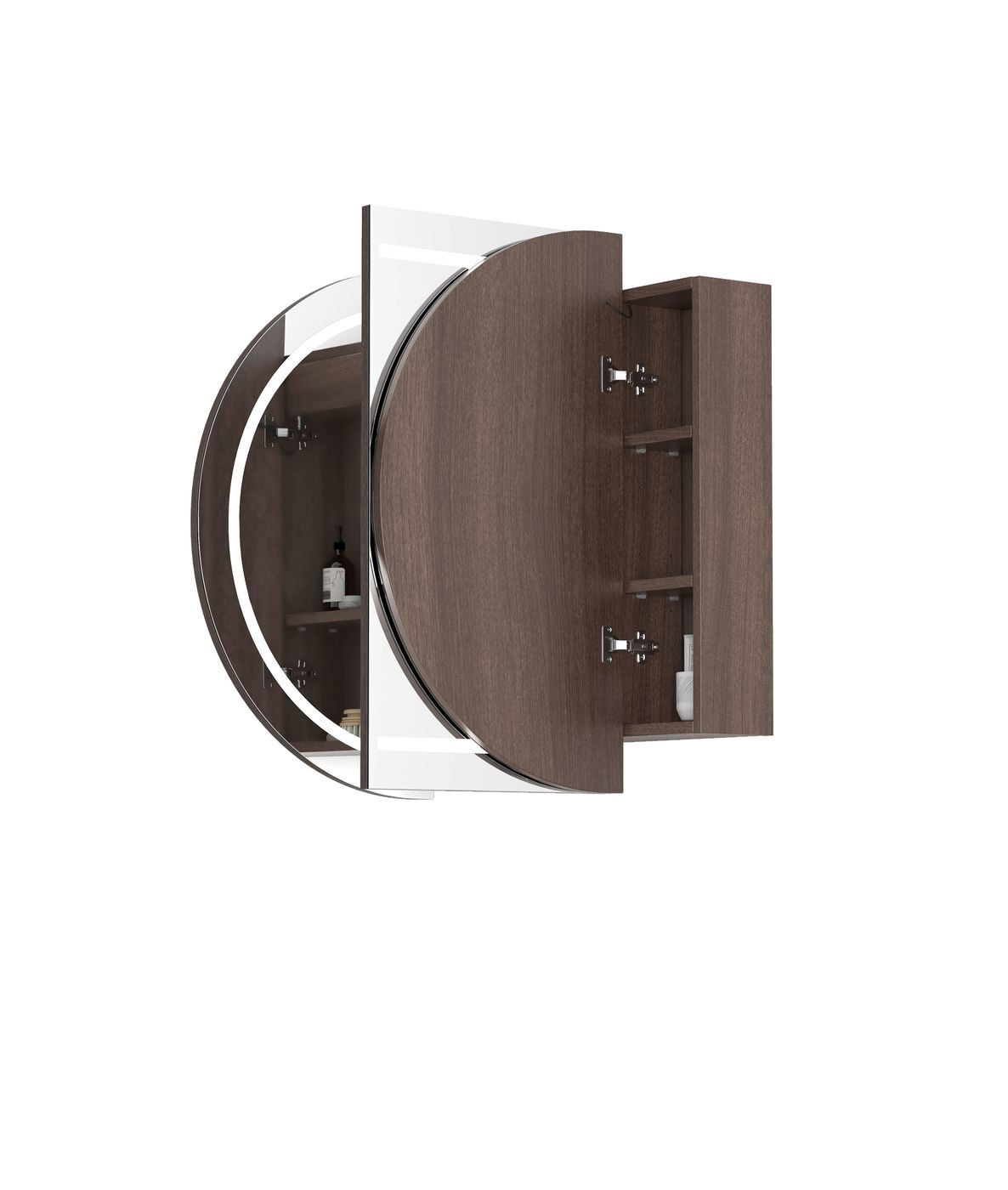 COOGEE Sable Walnut Front-Lit LED Oval Shaving Cabinet (900/1200/1500/1800mm)