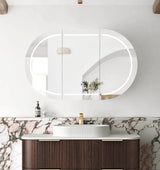 COOGEE Sable Walnut Front-Lit LED Oval Shaving Cabinet (900/1200/1500/1800mm)
